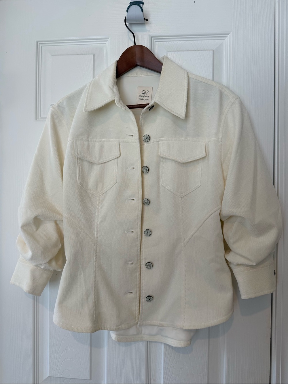cinq a sept Ivory Button-Front  corduroy Jacket
